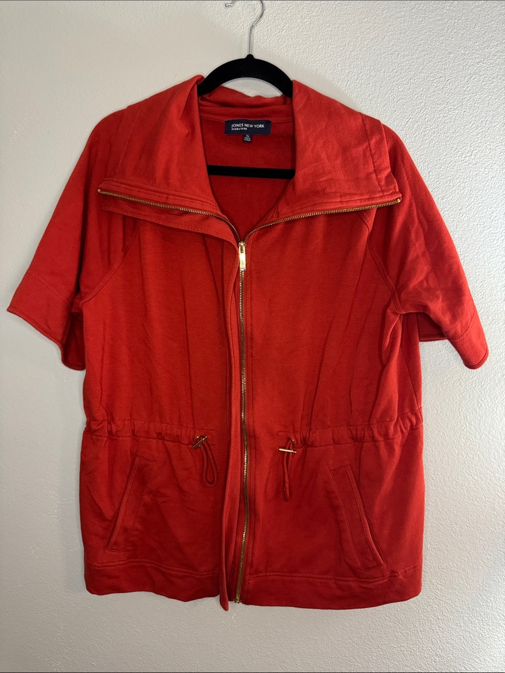 Jones New York zip up jacket, cinch waist, size XL